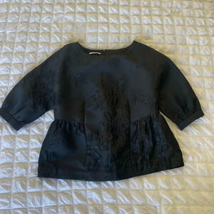 CO black jacquard embroidered blouse